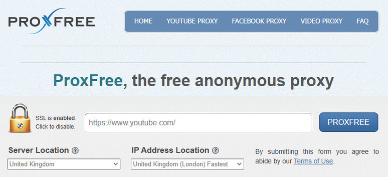 YouTubeのブロックを無料で解除・回避できる無料サイトProxFree