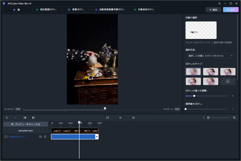 AVCLabs Video Blur AI 対象追従ぼかしの効果をプレビュー